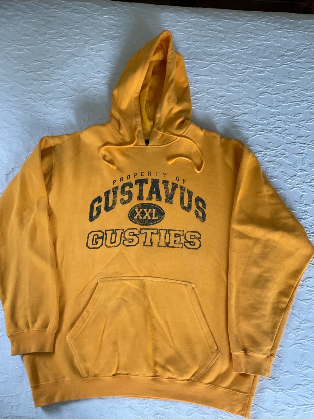 GUSTAVAS ADOLPHUS Yellow Gusties Hoodie Pullover Sweatshirt Camp David Mens Sz L